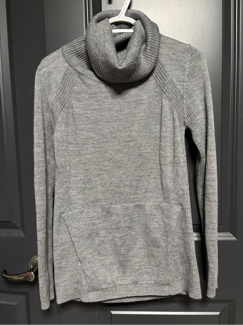 lululemon athletica Gray Ribbed Cowl Neck Sweater